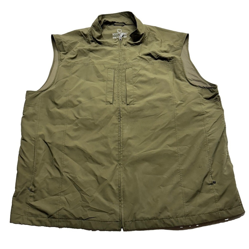 SCOTTeVEST Travel Vest Mens 3XL Olive Green TEC Multi Pocket Hiking Fishing Hunt
